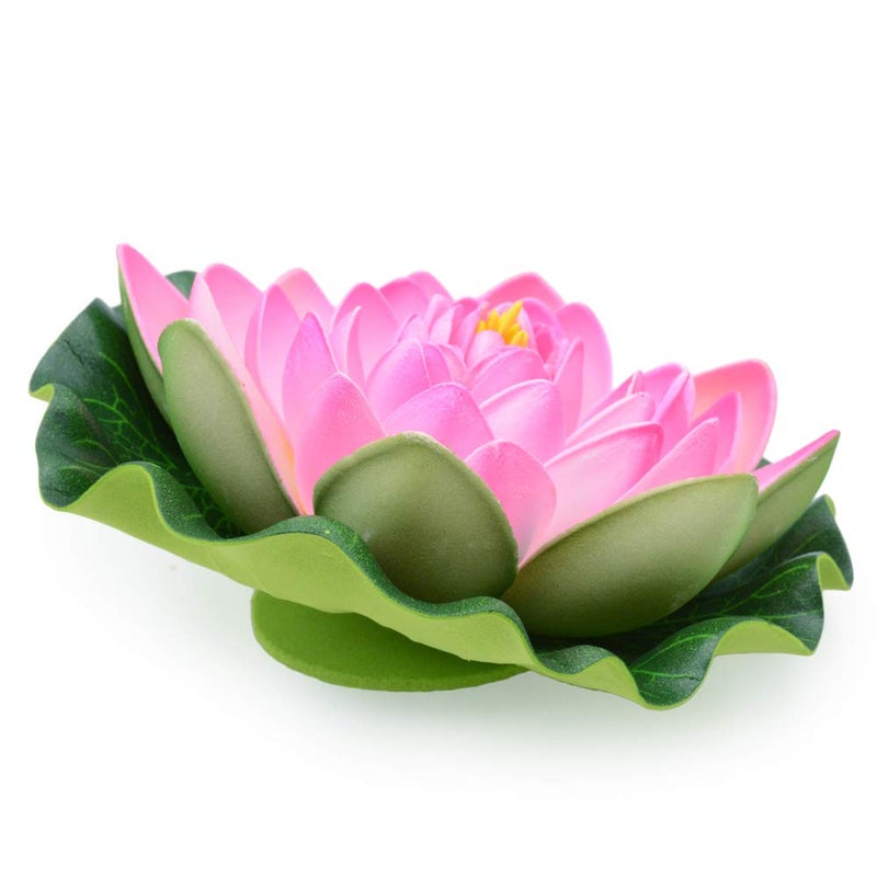 Famgee 7 Inches Artificial Lifelike Floating Foam Lotus Flower Water Lily for Garden Pond Decor, Set of 6 (Pink) - Image 3